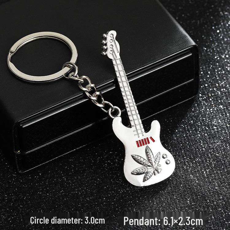 European & American Rock Guitar Keychain: Hip Hop Drip Oil Alloy Pendant Charm for Women's Bags