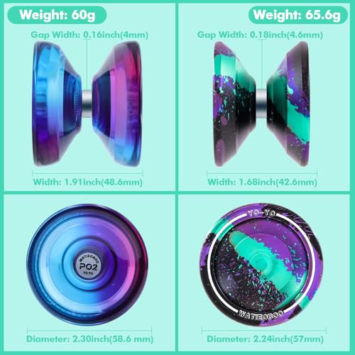 WATIEOBOO Yoyo 2-Piece Set: P02 Dual Color Yo-Yo and Camouflage Metal Yo-Yo. Dual Mode Yo-yo (Reactive To Non-Reactive) Perfect for Professional Yo-Yo
