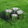 4-Piece 304 Stainless Steel Outdoor Camping & Travel Set: Foldable Cups & Bowls.