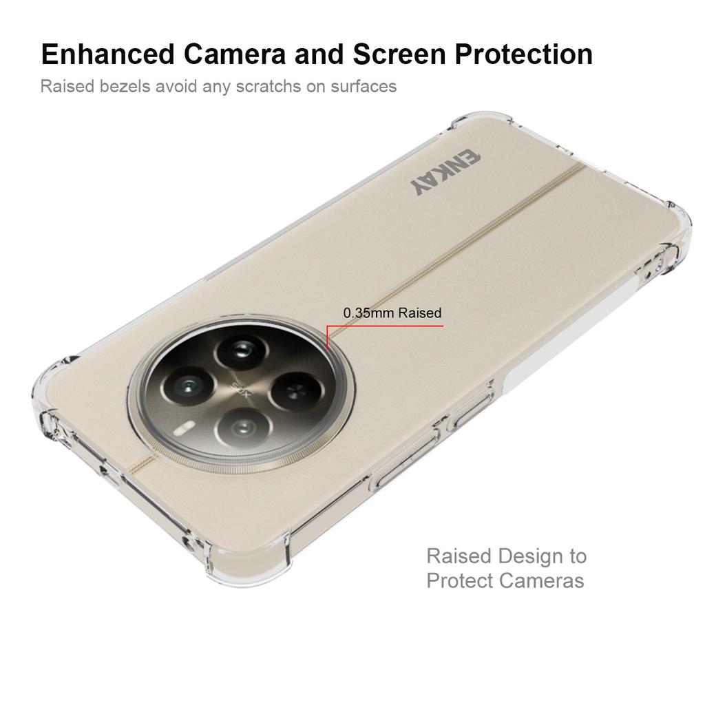 ENKAY HAT PRINCE Für Realme 12 4G/12+ 5G Klare TPU-Hülle Sturzsichere Handyhülle Verstärkte Ecke