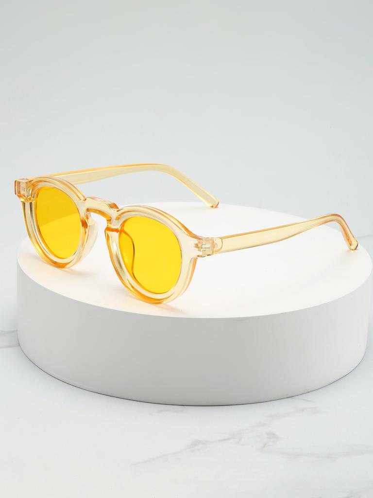 Circular Vintage Small Spectacle Frame Frame Premium Sun Glasses Glasses UV400 Ladies and Men Trendy Trend UV Protective Shades Glasses Outdoor