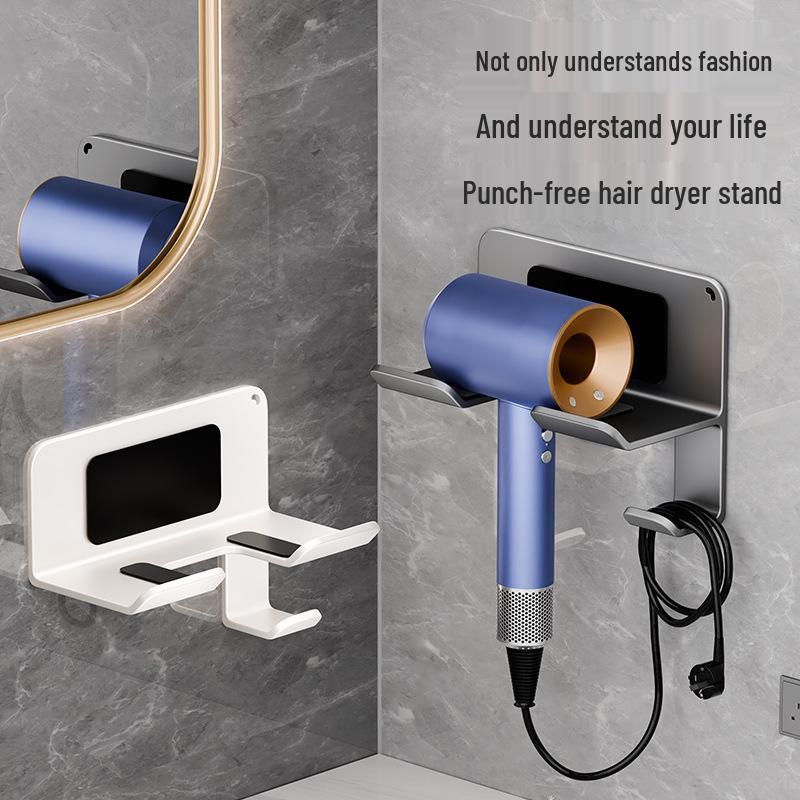 Wall-Mounted Electric Hair Dryer Holder with Cord Wrap