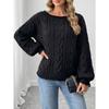 Women Casual Loose Off Shoulder Long Sleeve Cable Knit Pullover Sweater
