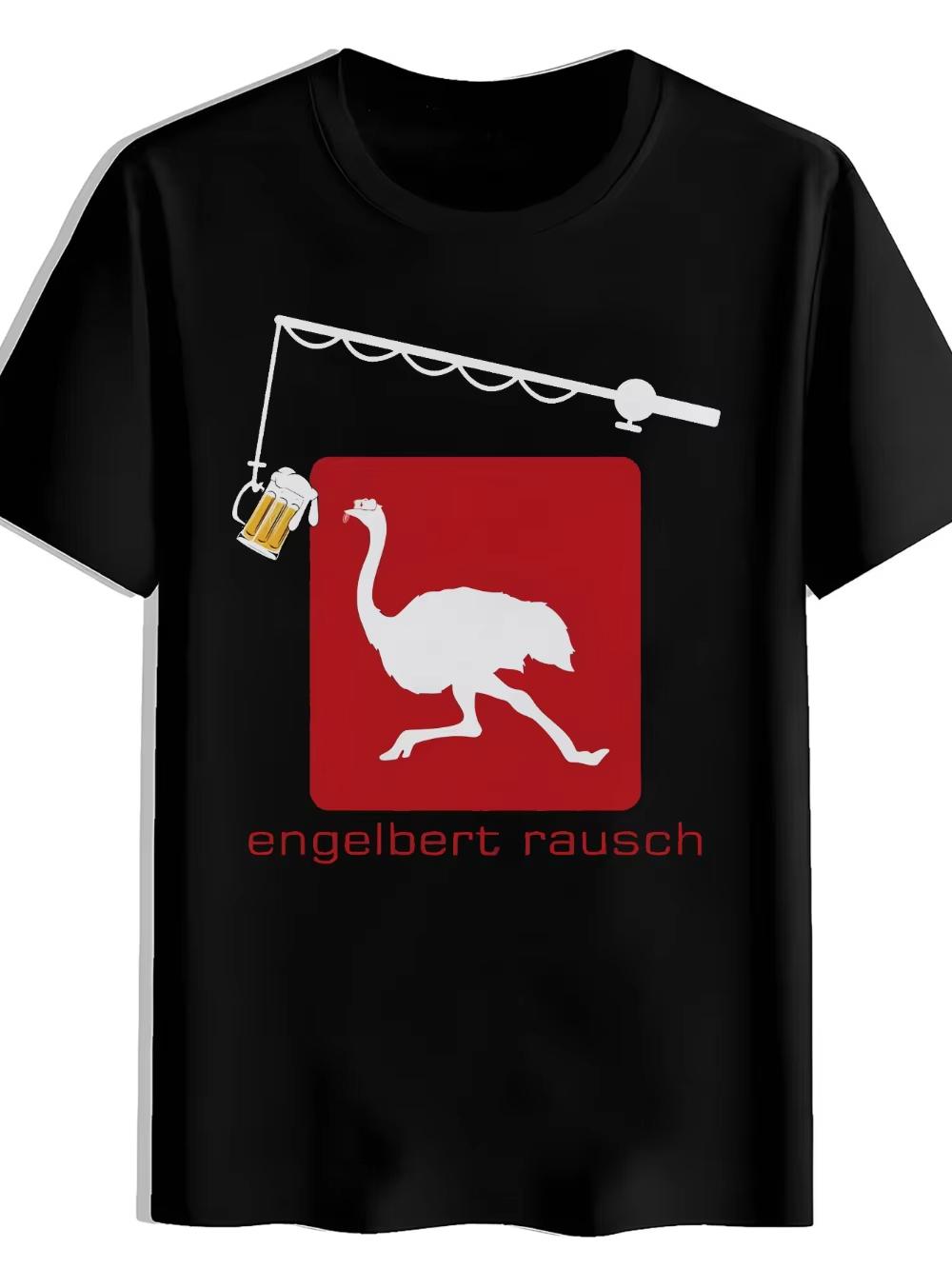 

MenS Black TShirt with Engelbert Rausch Camel Graphic Casual Summer Tee Round Neck Short Sleeve Men Tshirt Men Clothes 4XL