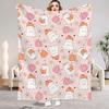 Pink Blanket Happy Halloween Lovely Ghost Books Soft Flannel Blanket for Home Living Room Bedroom Halloween Decor Birthday Gift