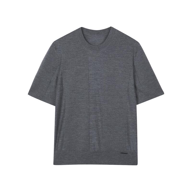 LESS 2024 Autumn Lambswool Cashmere Round Neck Short Sleeve Sweater