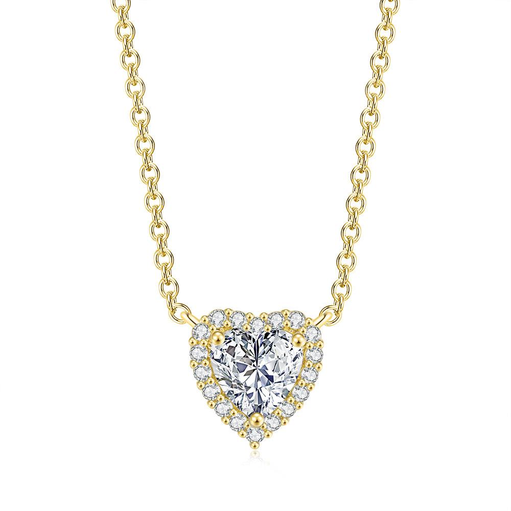 

Bling Multicolor Crystal Heart Pendant Necklaces for Women Romantic Birthstone Zircon Wedding Chain Choker On Neck Trend Zircon