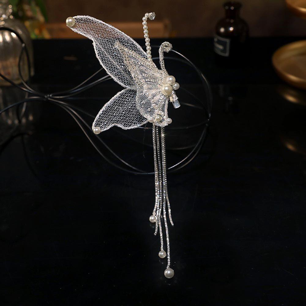 Large Butterfly Mesh Ponytail Clip Pearl Barrettes Duckbill Clips Korean Hairpins Women Hair Clips
