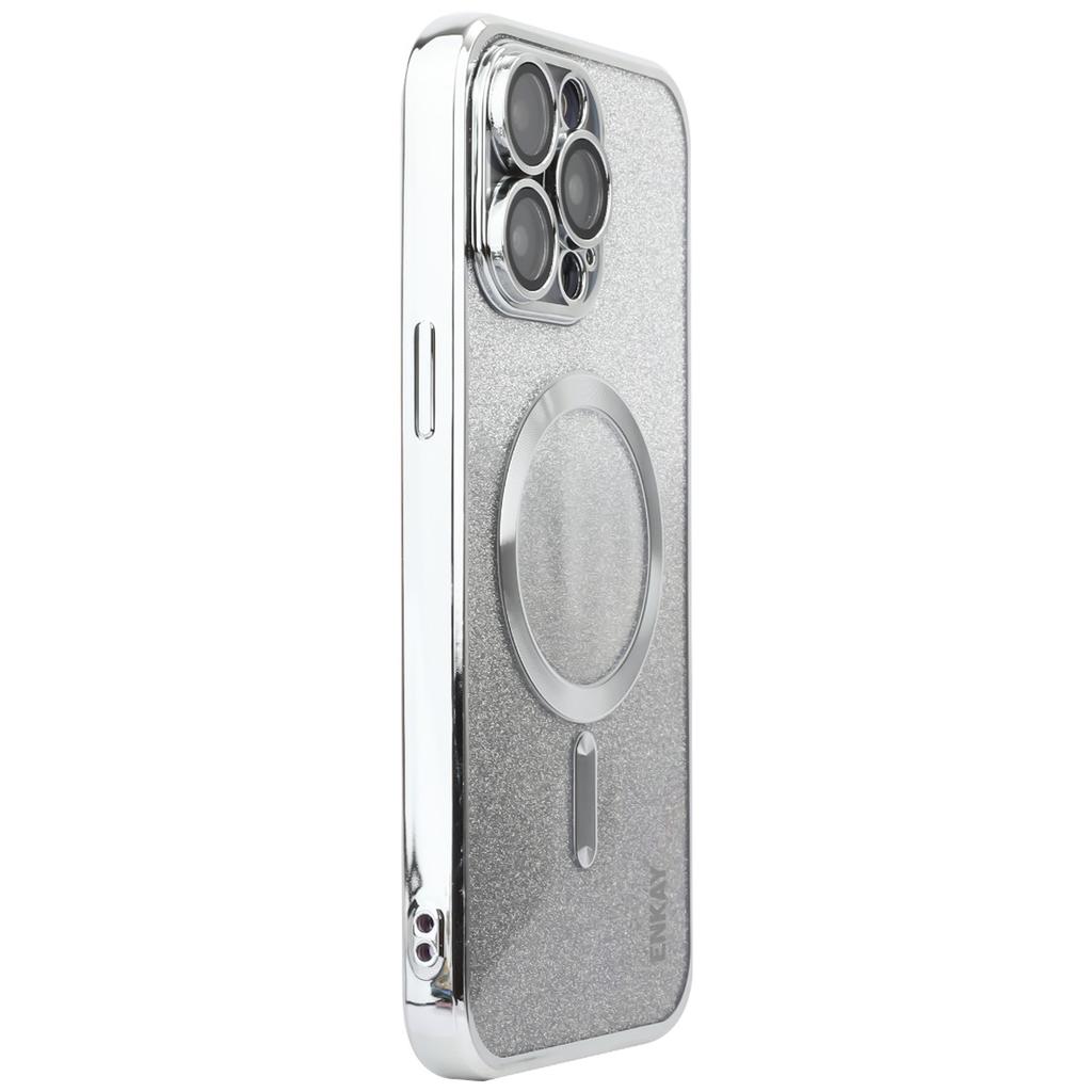 For iPhone 16 Pro Magnetic Case Glitter TPU Phone Back Cover with Lens Film