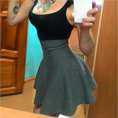 Women High Waist Knitting Woolen Skirt Ladies Slim Elastic Pleated Flared Skirts