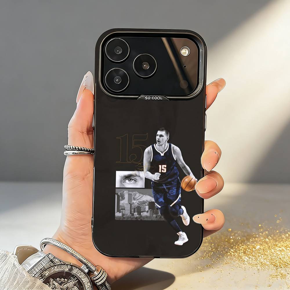 BASKETBALL N-Nikola J-Jokic NJ Phone Case For iPhone17,16,15,14,13,12,11,Pro,MAX Gray Matte Silicone Black Cover