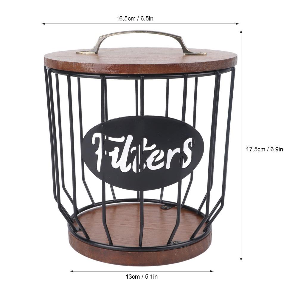 With Lid Coffee Filter Holder Wire Basket Coffee Filter Storage Container  For Home Kitchen