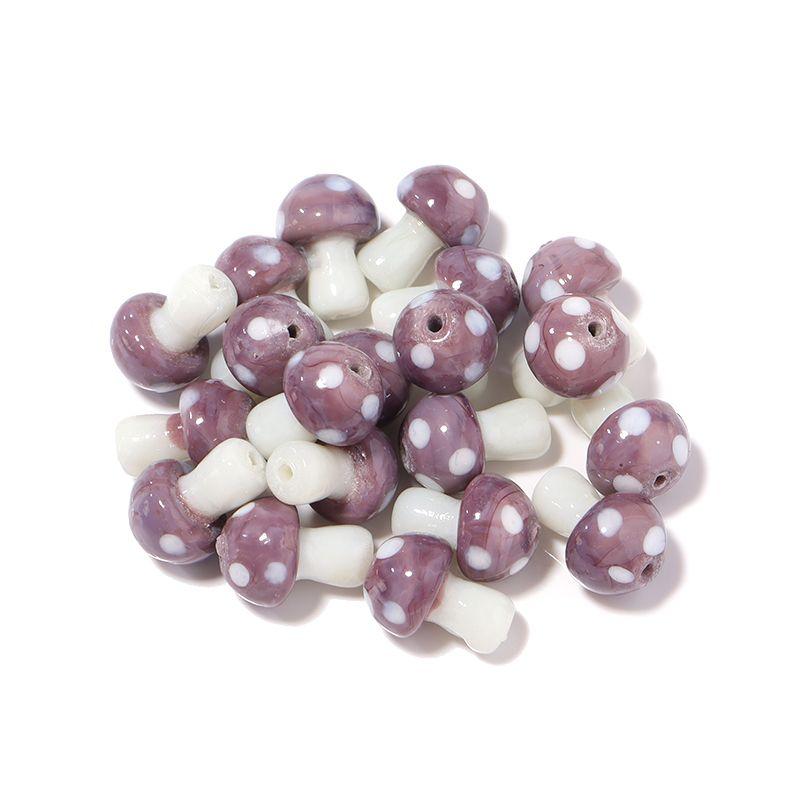 10pcs/lot Colourful Lampwork Beads Cute Mushroom Shape Loose Glass Beads For Jewelry Making DIY Craft Necklace Bracelet Findings