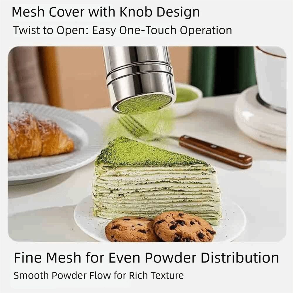 Stainless Steel Fine Mesh Shake Bottle with Dustproof Lid Powder Spreading Tank  Kitchen Supplies