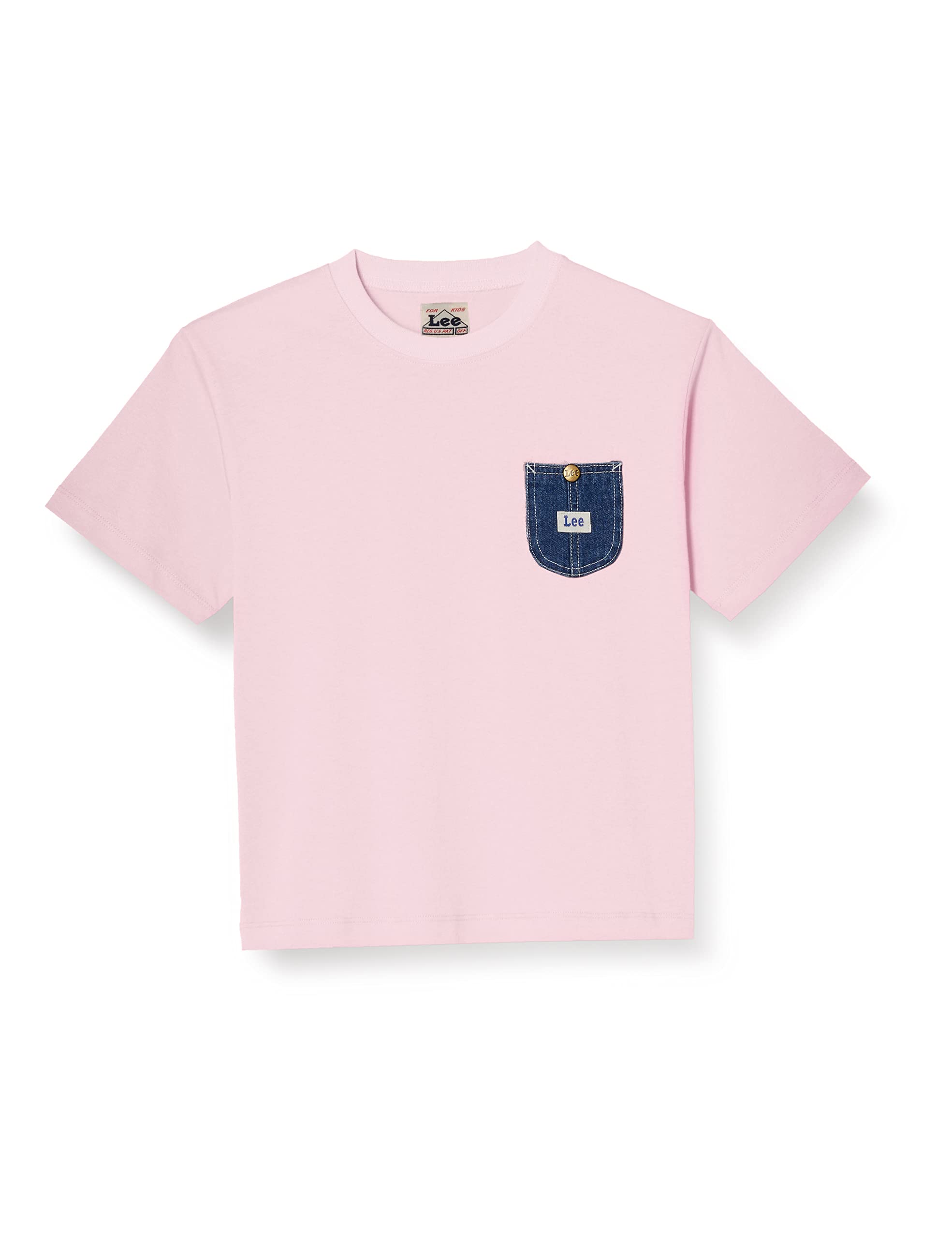 

Lee Official Short Sleeve Denim Pocket for Soft Size 150 T-Shirt Kids, LK0805-122, Pink,