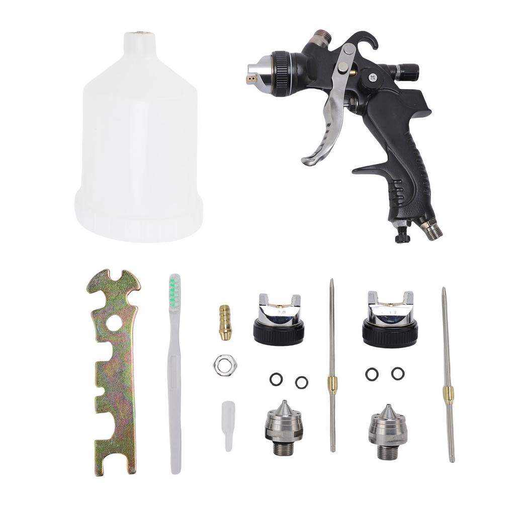 HVLP Air Spray Gun 600ML Capacity Adjustable Paint Sprayer with 1.4 1.7 2mm Nozzle for Furniture