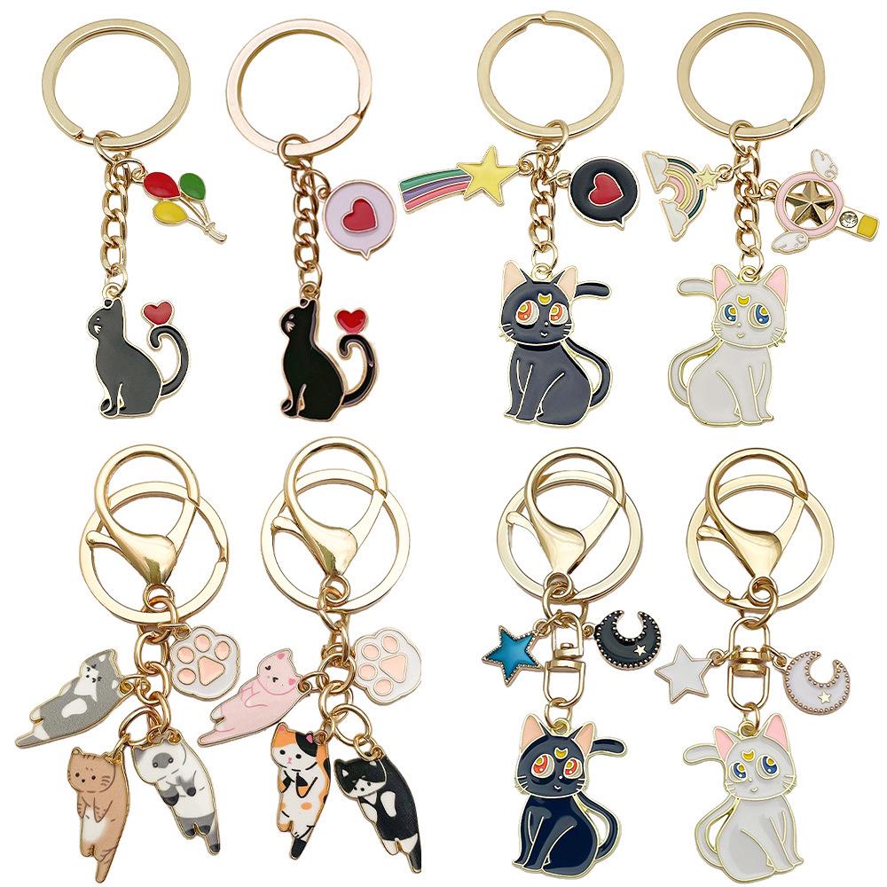 Sailor Moon Luna Cat Keychain - Cute Cartoon Pendant for Bags and Backpacks