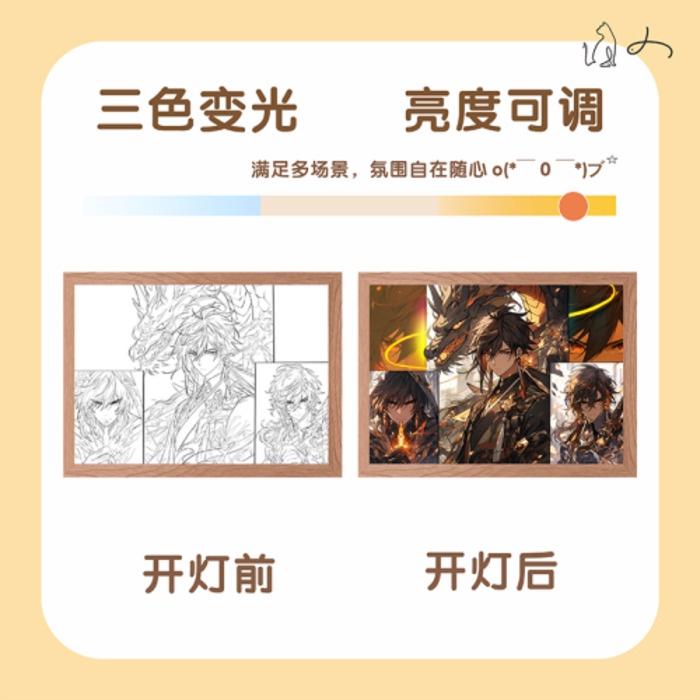 Light Painting Genshin Impact Figure Ganyu Hutao Yoimiya Night Lamp