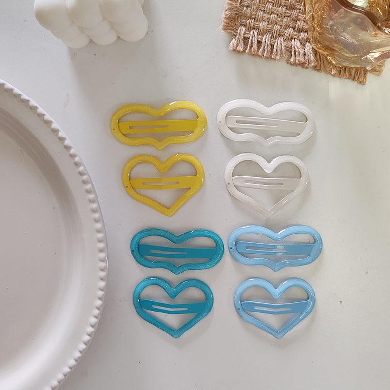 2pc Alloy Big Heart Colorful Cute Sweet Solid Color BB Hairpin HairClips for Women  Hair Accessories Ornament