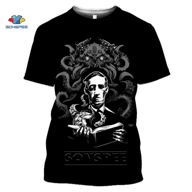 

Футболка с 3D принтом «Ктулху и Лавкрафт Мискатоник» для мужчин, забавный летний топ с круглым вырезом для женщин «Зов Ктулху» XL