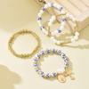 Blue and White Porcelain Beaded Bracelet, European, American Retro Chinese Style Personalized Imitation Pearl Cross Pendant Jewelry