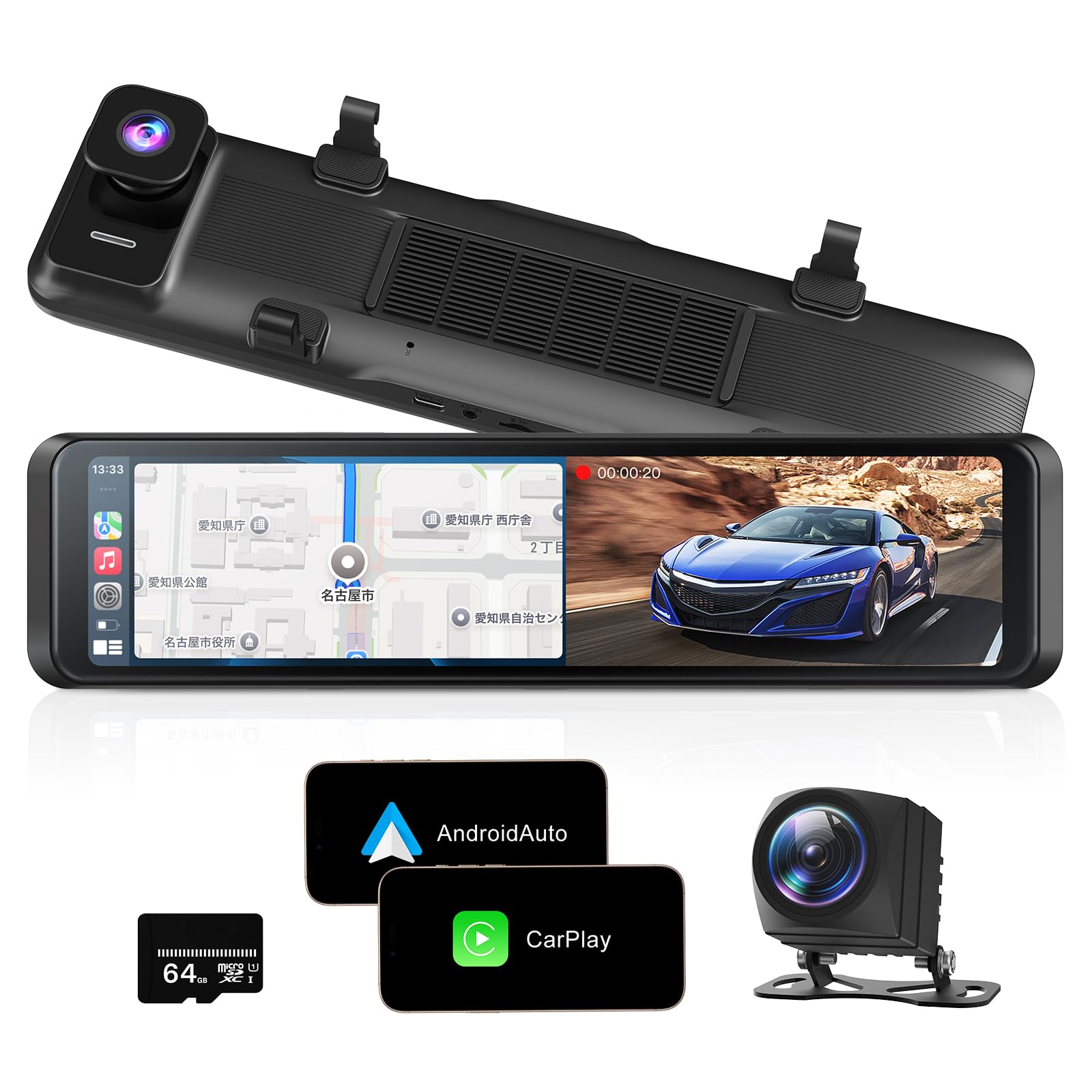

FOXPARK Auto Smartphone Dash Cam with Advanced Car Navigation Redesigned 4K Large Front and Rear Wide Super Night Digital Interior Integrated Dash