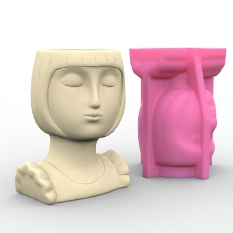 Easy to Use Flower Pots Mould Short Hair Girl Planter Silicone Mold Personalized Succulent Vases Jewelry Crafting Mould