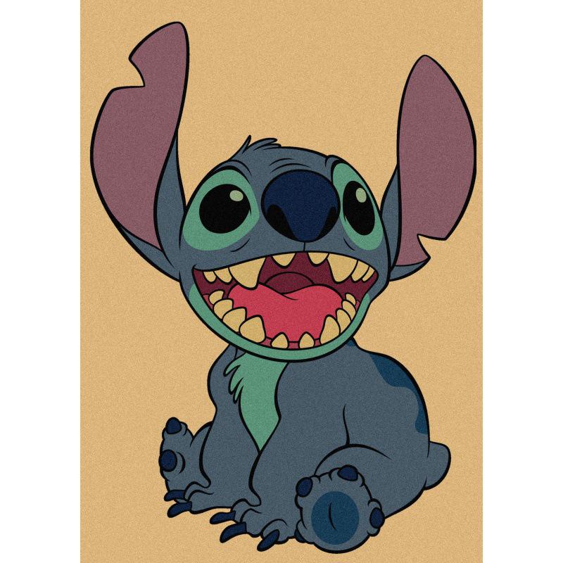 Lilo & Stitch Retro Kraft Poster - Scrump Wall Art Decoration
