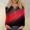 Women's Fashion Casual Printed V-neck Long Sleeve Button Up T-shirt Top