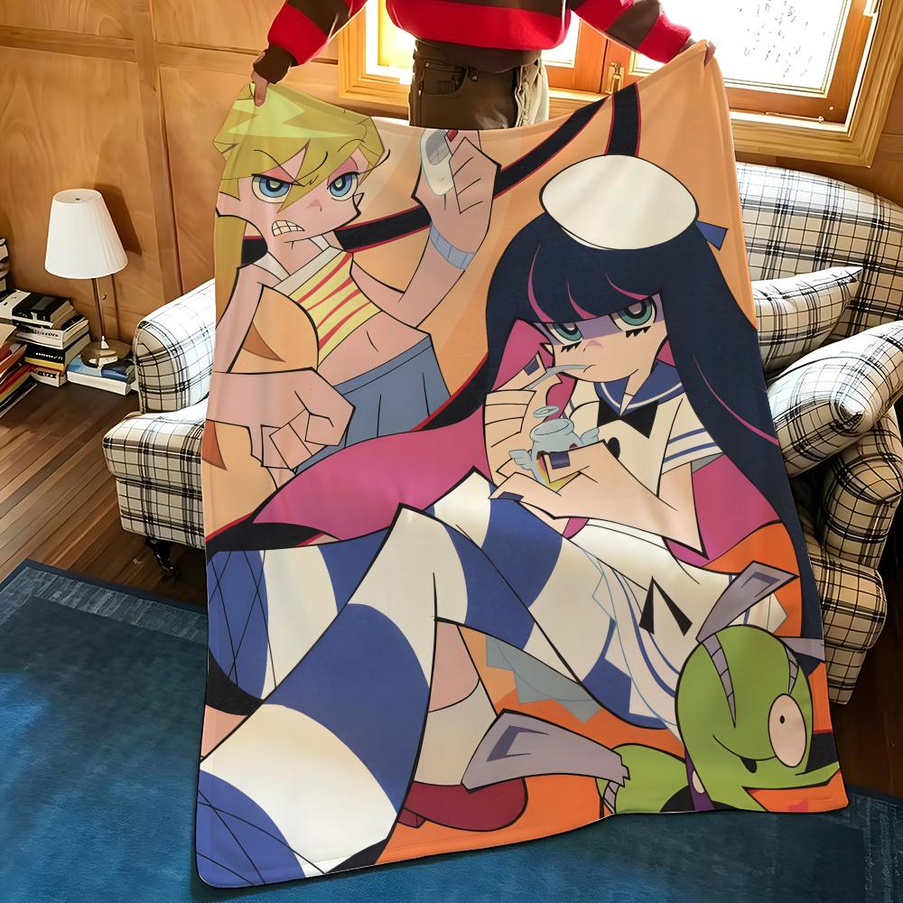 Anime P-Panty S-Stocking Throw Flannel Cozy Print Blanket, Portable, Durable Machine Washable Cute Cool