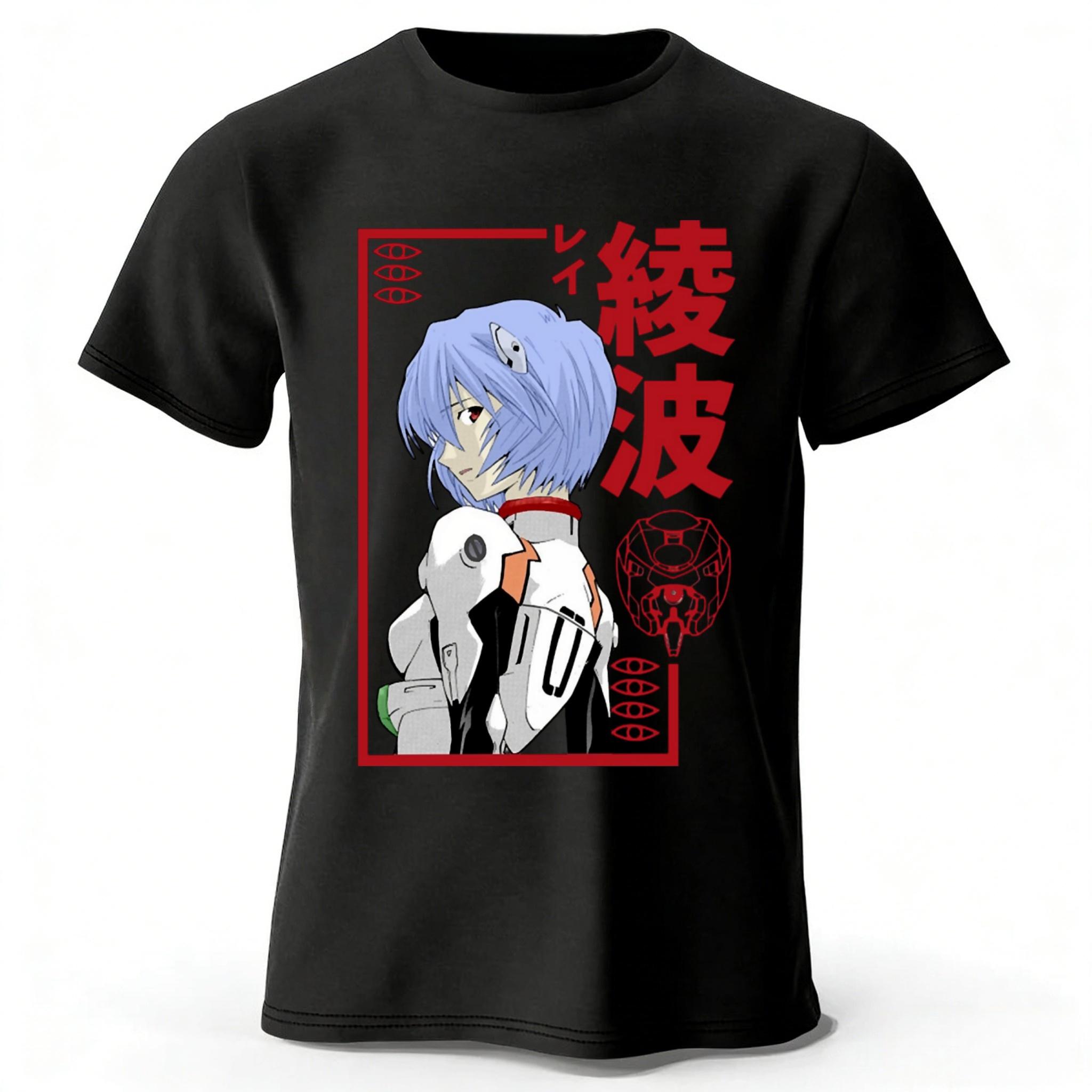 Аниме Neon Genesis Evangelion Рей Мемориальное издание Чистый хлопок Короткий рукав Мужчины Женщины Повседневная Свободная Удобная Спортивная Футболка S