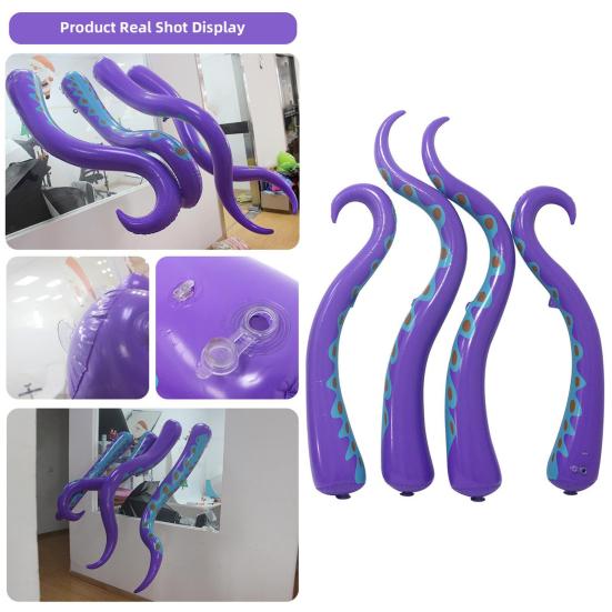 4 Pcs Halloween Inflatable Octopus Tentacle Huge Blow Up Purple Octopus Legs Outdoor Decorations for Yard Garden Lawn Decor