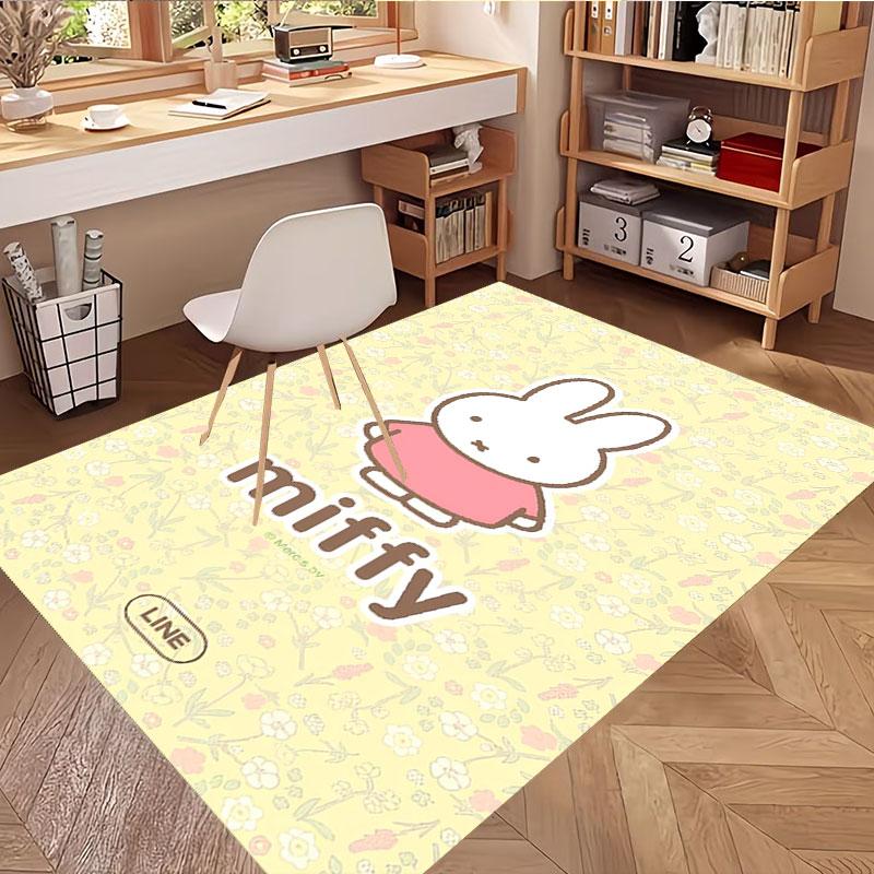 Miffy Print Rug, Washable Floor Carpet, For Entryway Dorm Laundry Room Office Study, Home Decor Birthday Christmas Gift