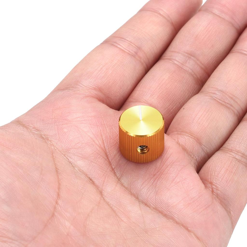 uxcell Aluminum Potentiometer Inner Diameter x Outer Diameter x Universal Volume Control Knobs for Guitar and Linear Gold Finish 8-Pack Knobs, 1/4"