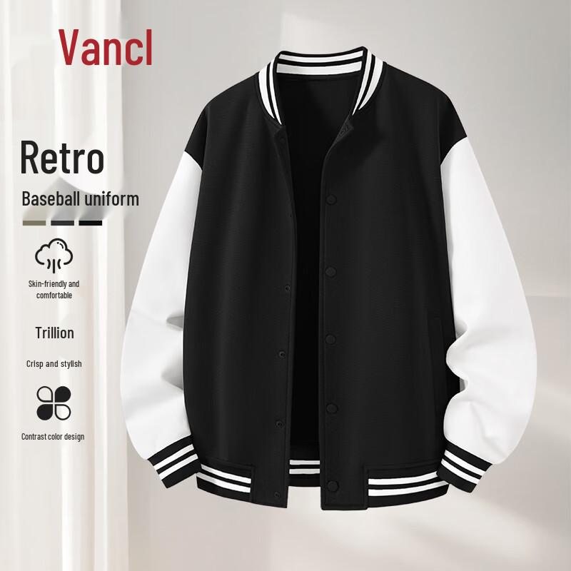 VANCL Men s Heavyweight Color Block Baseball Jacket 2XL