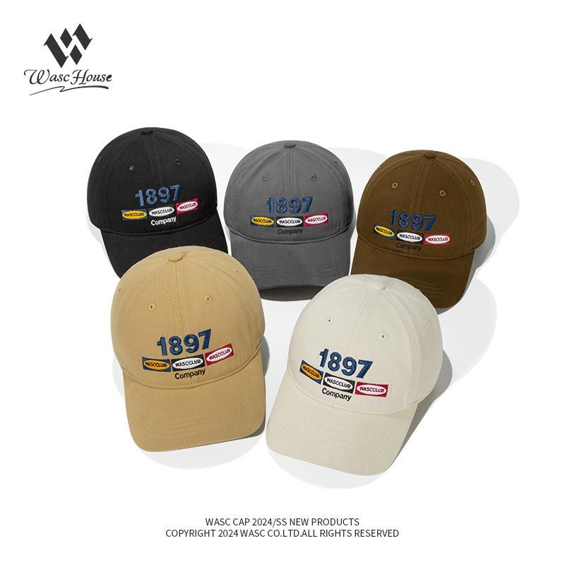 Vintage washed cotton embroidery letter baseball hat men's and women's wide-brimmed sun hat showing face small cap tide