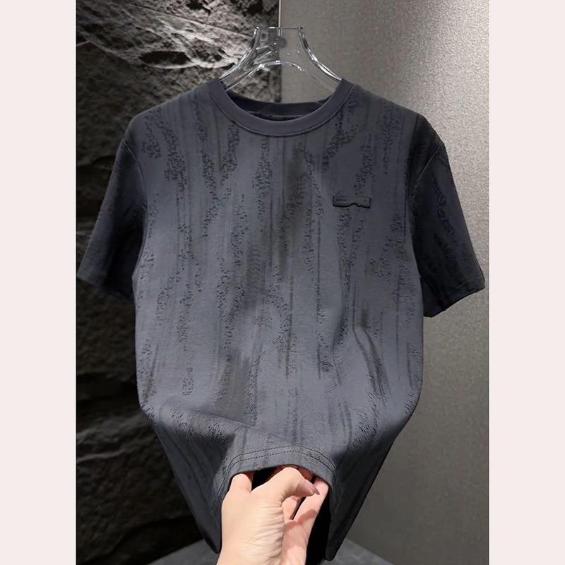 Mens Cool Ice Silk Tie Dye Loose Crew Neck Short Sleeve Casual T Shirt M чёрный