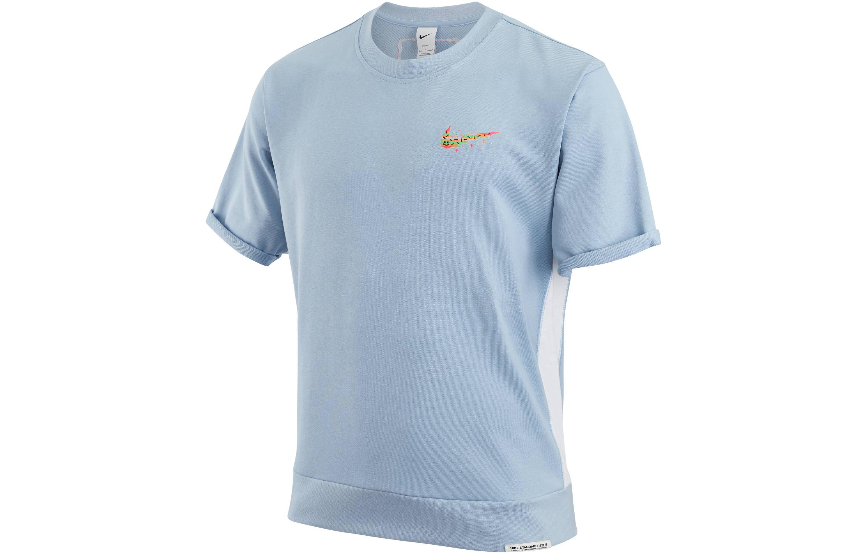 

Nike T Shirts Men s Blue Crew Neck Moderate Straight Fit DV3201-425 M
