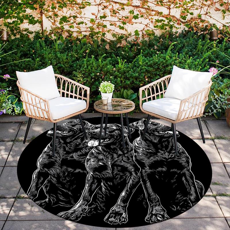 Black Rottweiler pattern round rug,Carpet Rug for Living Room Bedroom  Playroom ,Non-slip Floor Mat,Holiday Gifts and Birthday Gifts.