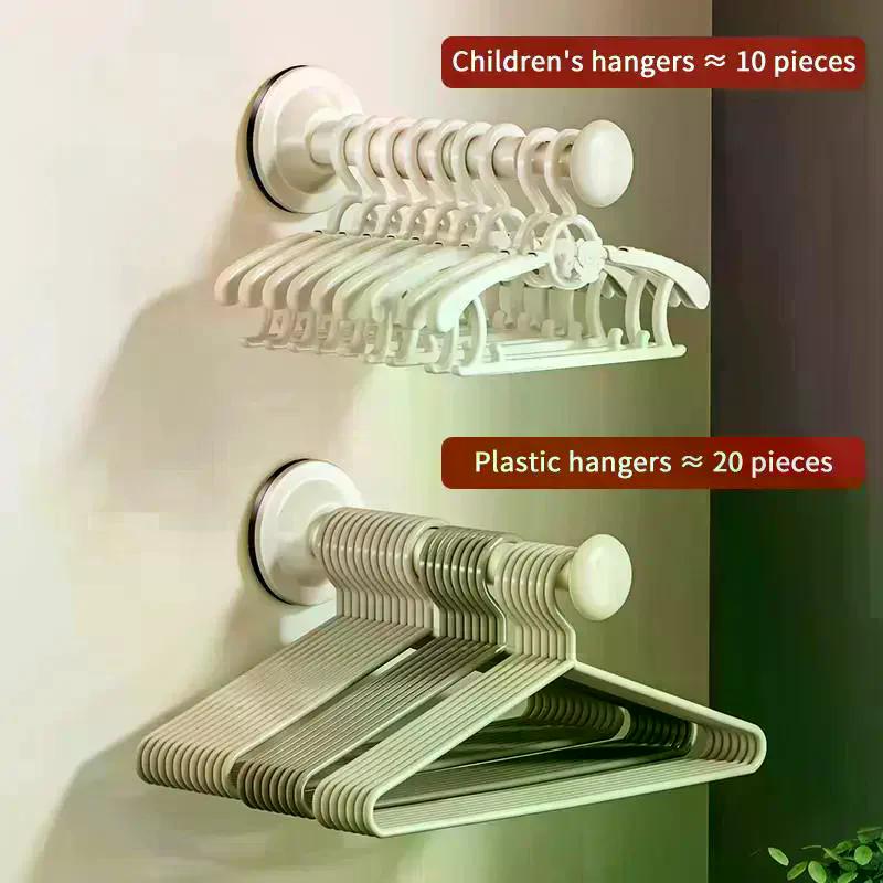 Extension-Type Clothes Hanger Holder Vacuum Suction Cup Reusable No Drilling Required Easy Installation Organizes Clothes Hanger