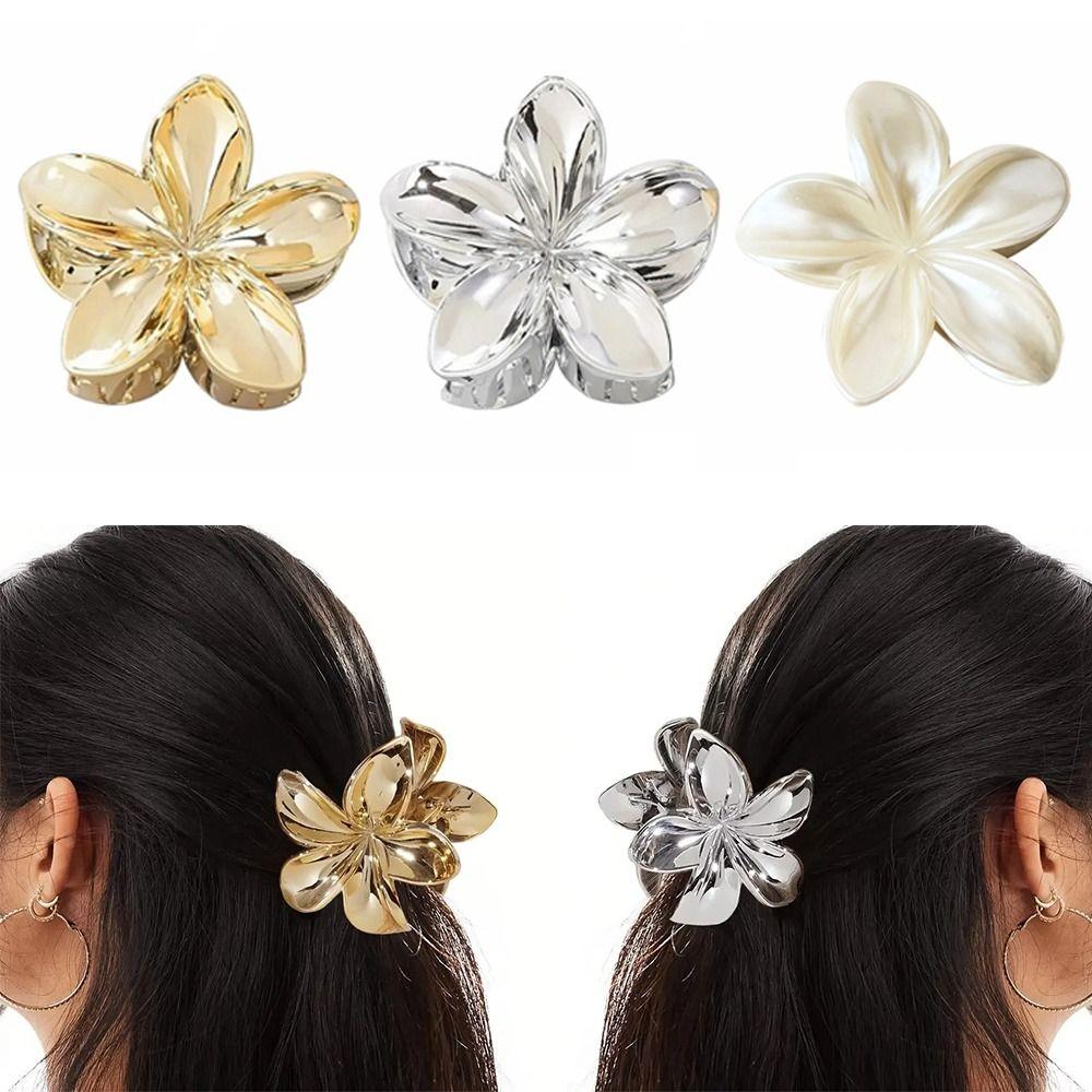 Acrylic Frangipani Flower Hair Claws Hair Accessories Hairpin Sweet Hair Gripper  Daily