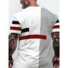 Men Novel Striped 3D Print T-shirts Beachwear Letters Stretch Polyester Sports Short Sleeve Tops