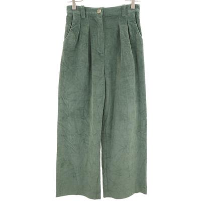 Two-pleat Corduroy Wide Pants 34 Green Women Used