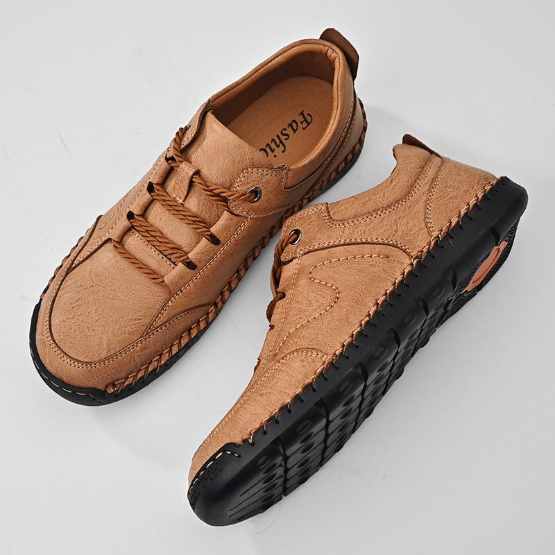 Spring and Autumn Men's Leather Shoes Men's Shoes Casual Leather Shoes Large Size Handmade Stitched Shoes Genuine Leather Shoes Fashion Trend Men's