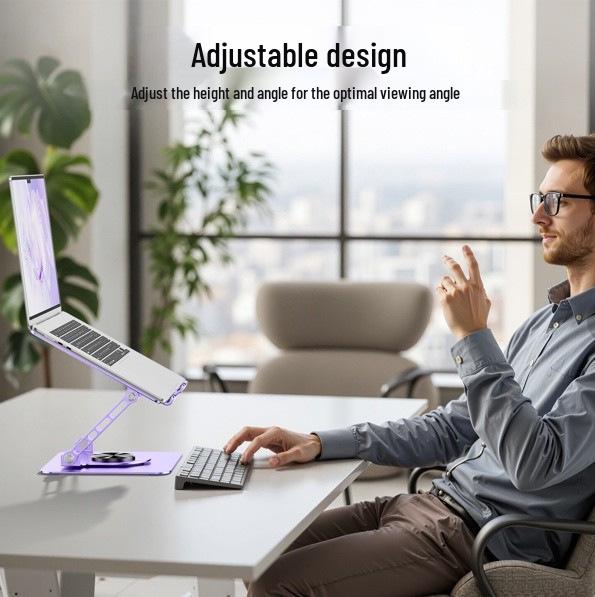 Adjustable Rotating Laptop Stand with Cooling Base