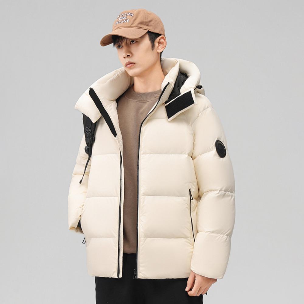 Japanese Outdoor Thickened Warm White Duck Down Jacket Loose Hooded Men's Jacket