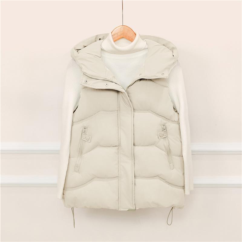 Koreanische Version der neuen Damen-Baumwolljacke, leicht, ärmellos, einfarbig, verdickt, warm, sportlich, Freizeit, locker
