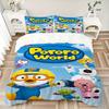 3Pcs Pororo'S Colorful Friends Bedding Set Soft Fabric Duvet Cover Pillowcases Home Christmas Xmas Halloween Gift 1 Duvet Cover 2 Pillowcase N1206