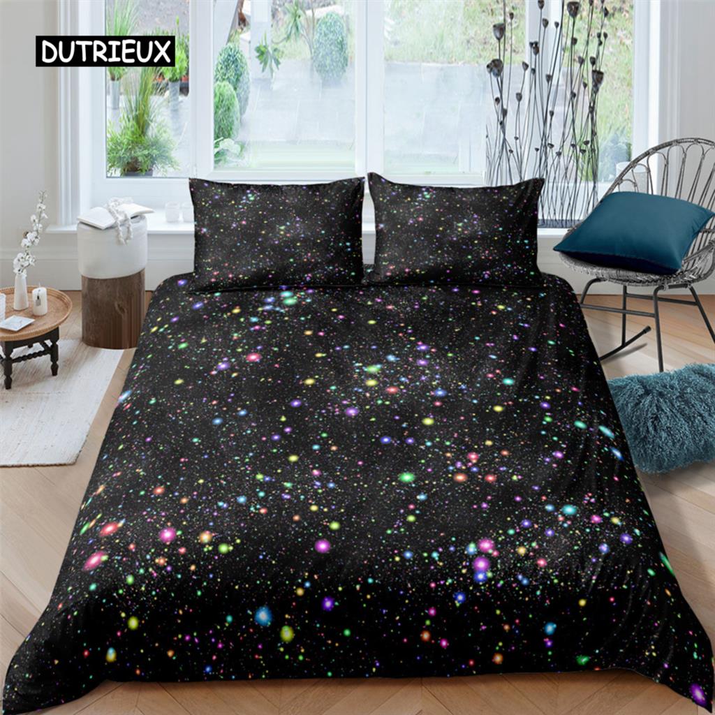Purple Galaxy Duvet Cover Starry Sky Colorful Starry Bedding Set Outer Space Comforter Cover Sky Dream For Women Girls Festival