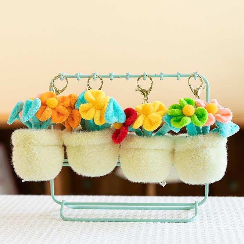 Simulation Healing Plants Tulip Flowers Plush Pendant Cake Keychain Push Gift Wedding Souvenir